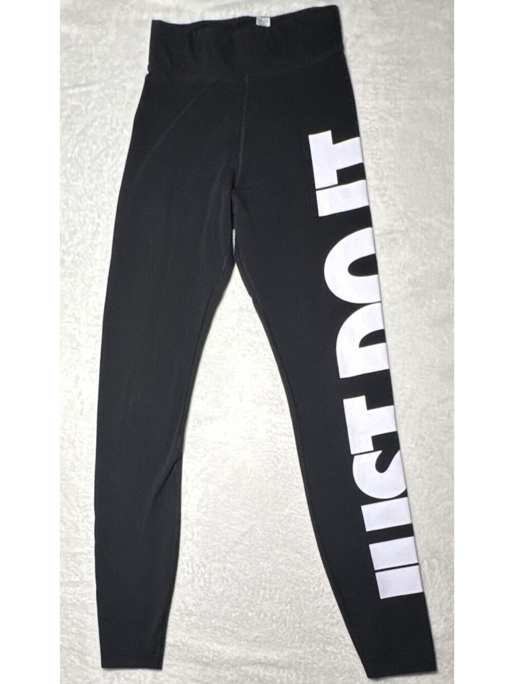 Nike Just Do It Womens High Rise Ankle Leggings Black/White Logo XS